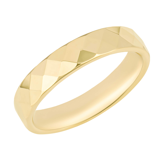 Anello testurizzato esagonale in oro giallo da 9 ct GR616