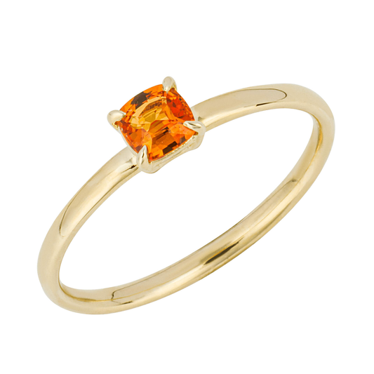 Anello con zaffiro arancione taglio cuscino in oro giallo da 9 ct GR624R